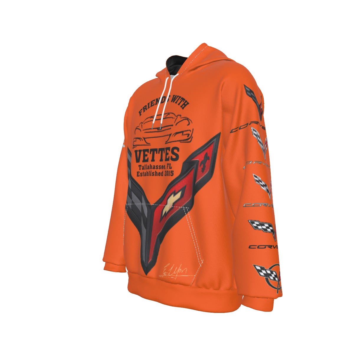 Friends with Vettes - Hoodie - Orange - Image 6