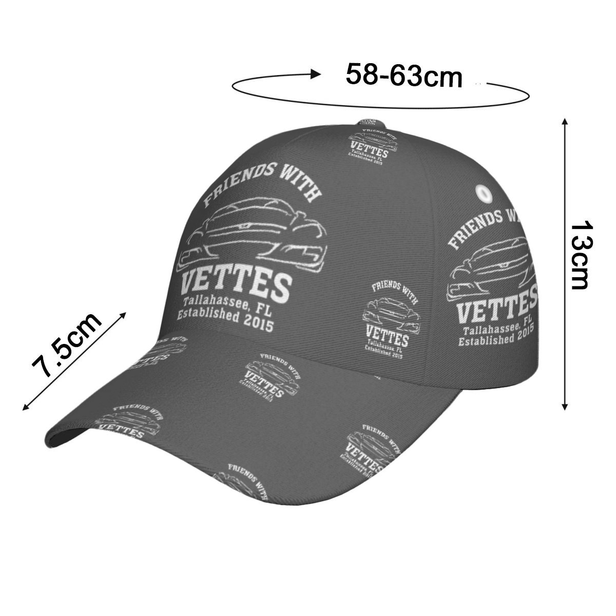 Friends With Vettes - Peaked Cap - Gray - Image 4