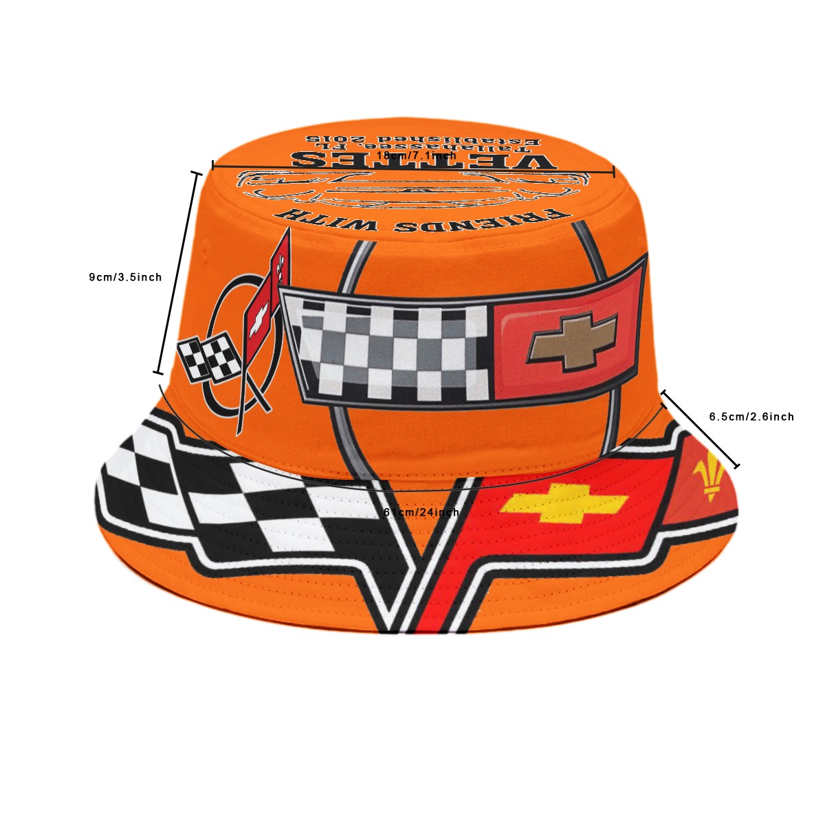 Friends with Vettes – Bucket Hat – Orange - Image 3