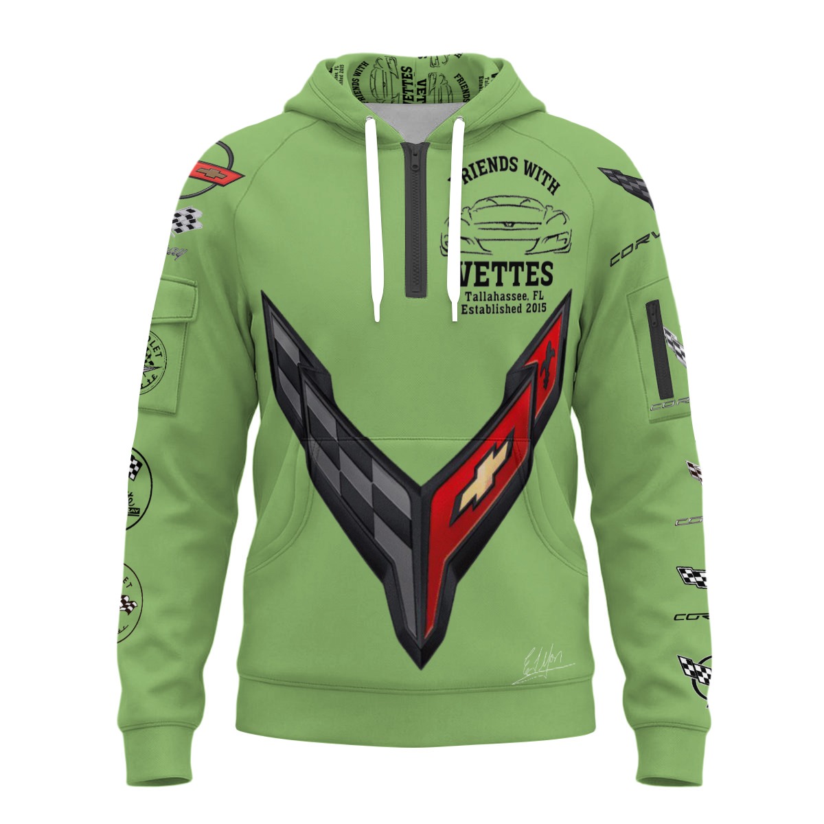 Friends with Vettes - HZip wPockets - Cacti